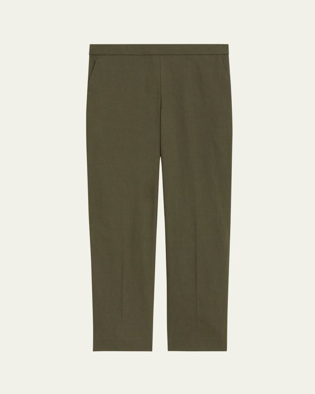 Treeca Good Linen Cropped Pull-On Ankle Pants